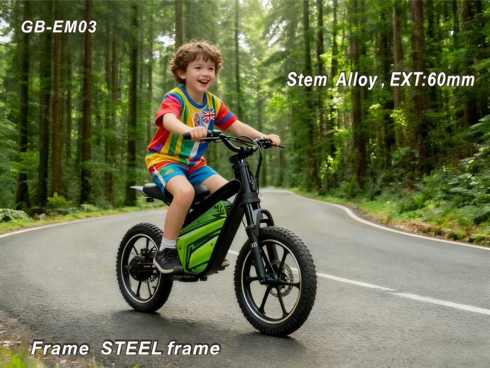 All-round electric-assisted mountain bike: 36V/500W; brushless technology for enhanced power; boasts a long range of 50–70 KM; equipped with 16-inch suspension front forks and mechanical disc brakes. Designed Specifically for Children