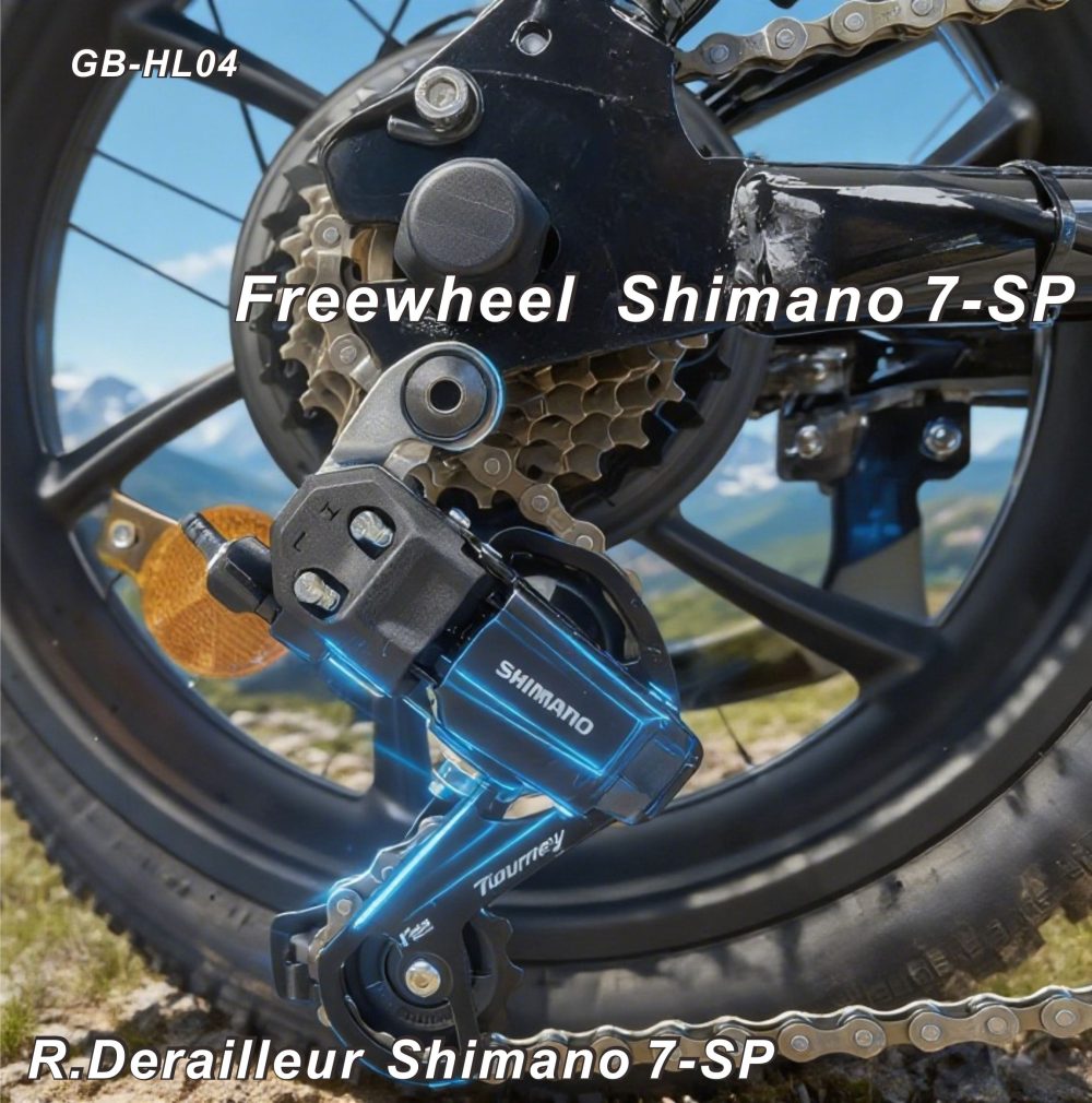Cross-border Dual-Use Electric Bicycle, 48V500W Brushless Motor, 55KM Long Range, Shimano 7-Speed, Mechanical Disc Brakes, 16-Inch Wide Tires, Suitable for Both Mountain and Road Use.