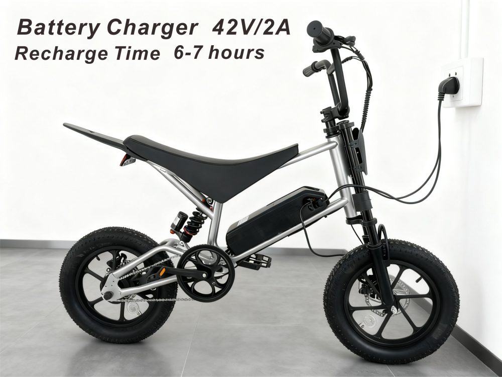 36V 350W Electric Off-Road Bike 14" Steel Frame with Suspension Fork - 45-55.5km Range 25km/h E-Mountain Bike