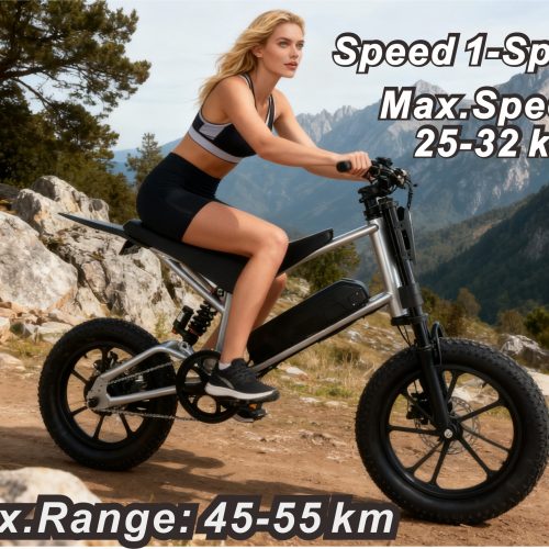 36V 350W Electric Off-Road Bike 14" Steel Frame with Suspension Fork - 45-55.5km Range 25km/h E-Mountain Bike