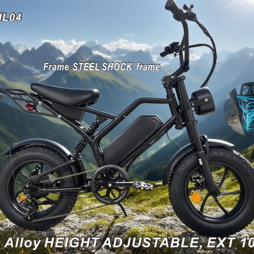 Cross-border Dual-Use Electric Bicycle, 48V500W Brushless Motor, 55KM Long Range, Shimano 7-Speed, Mechanical Disc Brakes, 16-Inch Wide Tires, Suitable for Both Mountain and Road Use.