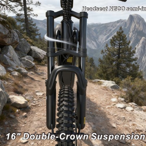 All-round electric-assisted mountain bike: 36V/500W; brushless technology for enhanced power; boasts a long range of 50–70 KM; equipped with 16-inch suspension front forks and mechanical disc brakes. Designed Specifically for Children