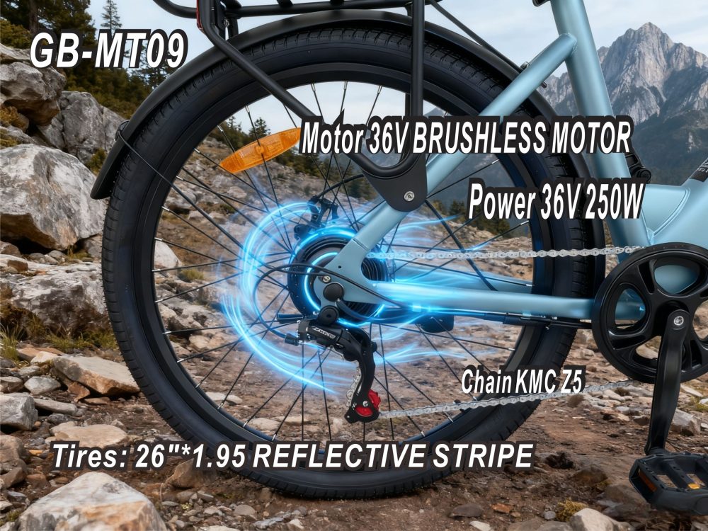 Electric Bike 36V 250W Brushless Motor 26" Long Range 65-80KM 13AH Lithium Battery Shimano 7 Speed Disc Brake