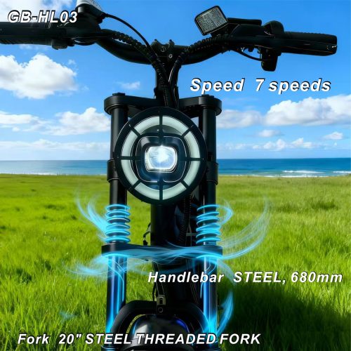 48V 750W Electric Bike 20"*4.0 Fat Tire 7 Speed Shimano Hydraulic Disc Brake 48V13AH Lithium Battery 55KM Range 50km/h Off Road Commuter E-Bike