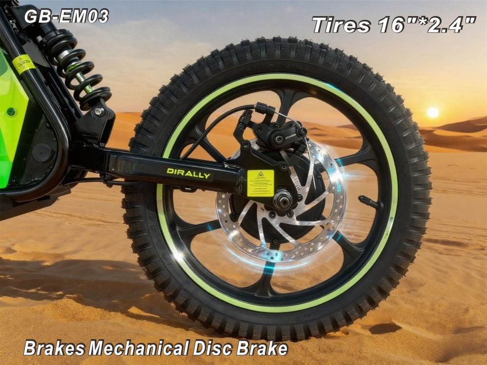 All-round electric-assisted mountain bike: 36V/500W; brushless technology for enhanced power; boasts a long range of 50–70 KM; equipped with 16-inch suspension front forks and mechanical disc brakes. Designed Specifically for Children